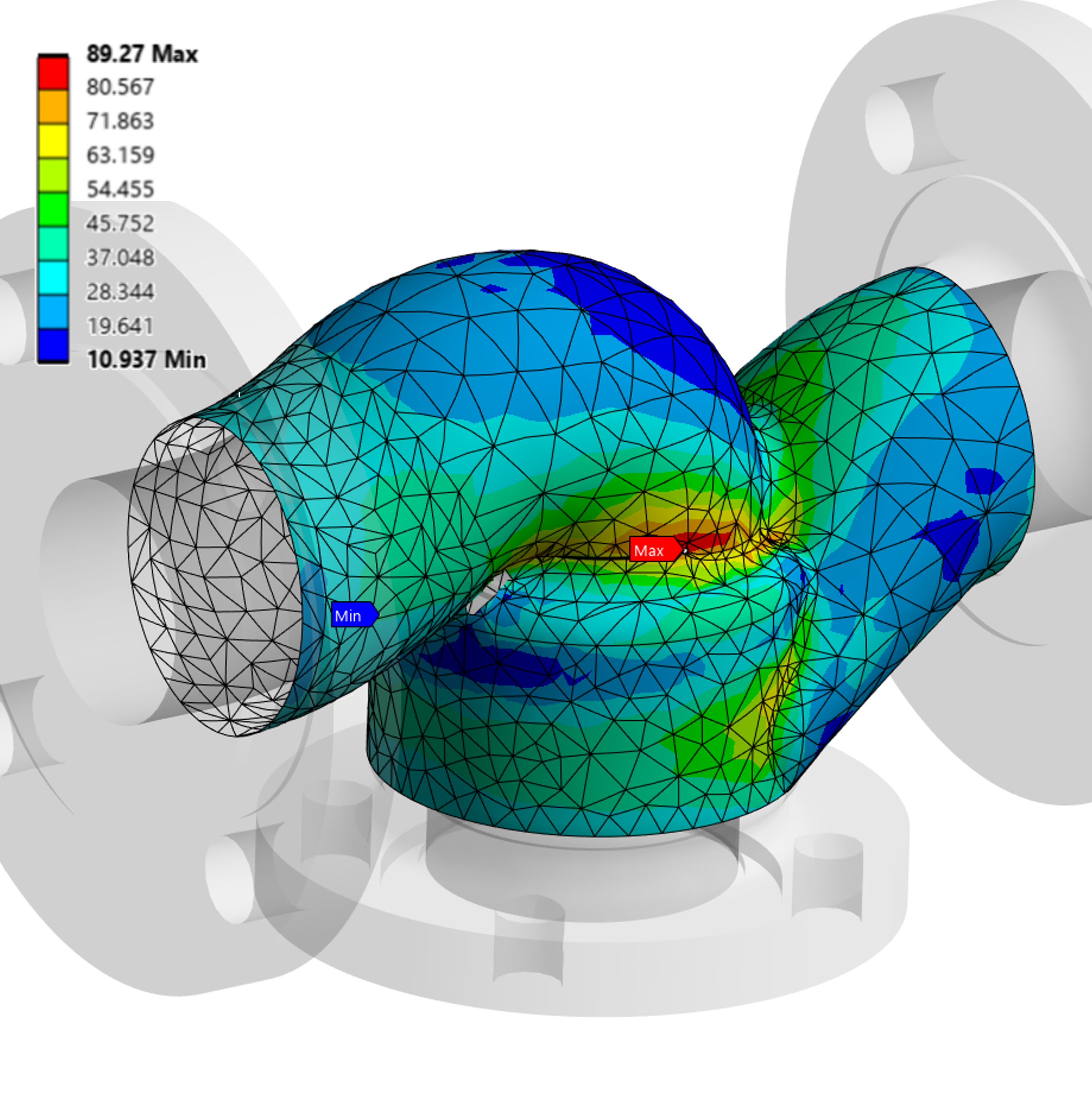 Contour plot of linearized stress on a solid model