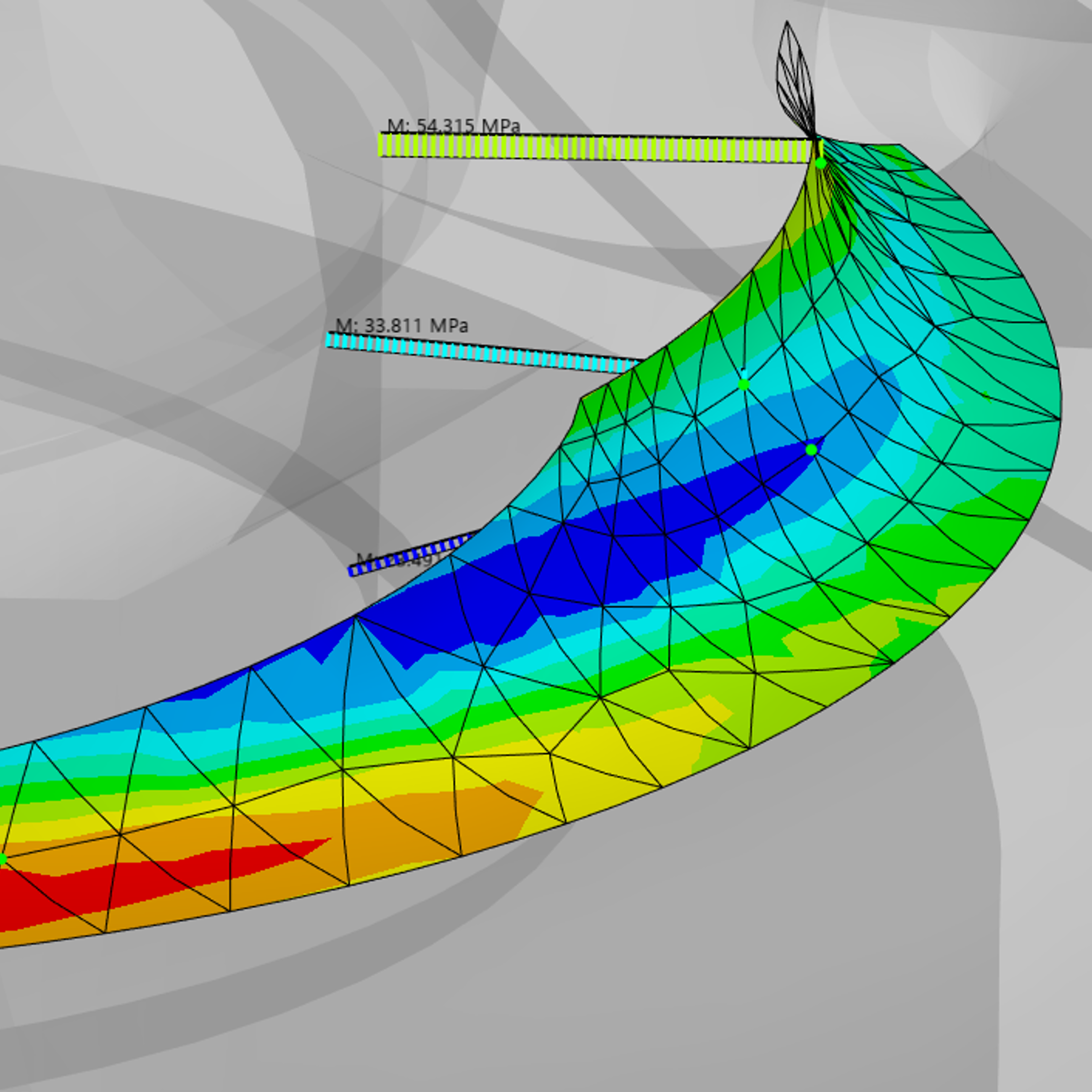 Contour plot of linearized stress on a solid model
