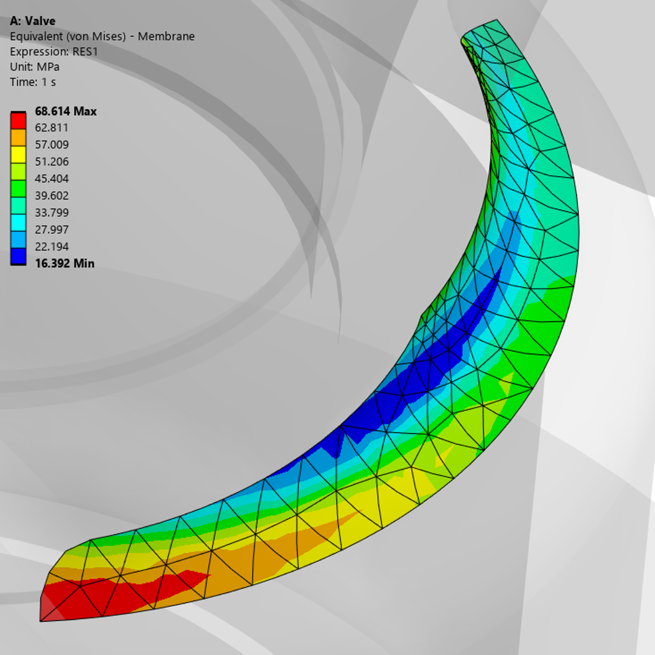 Contour plot of linearized stress on a solid model
