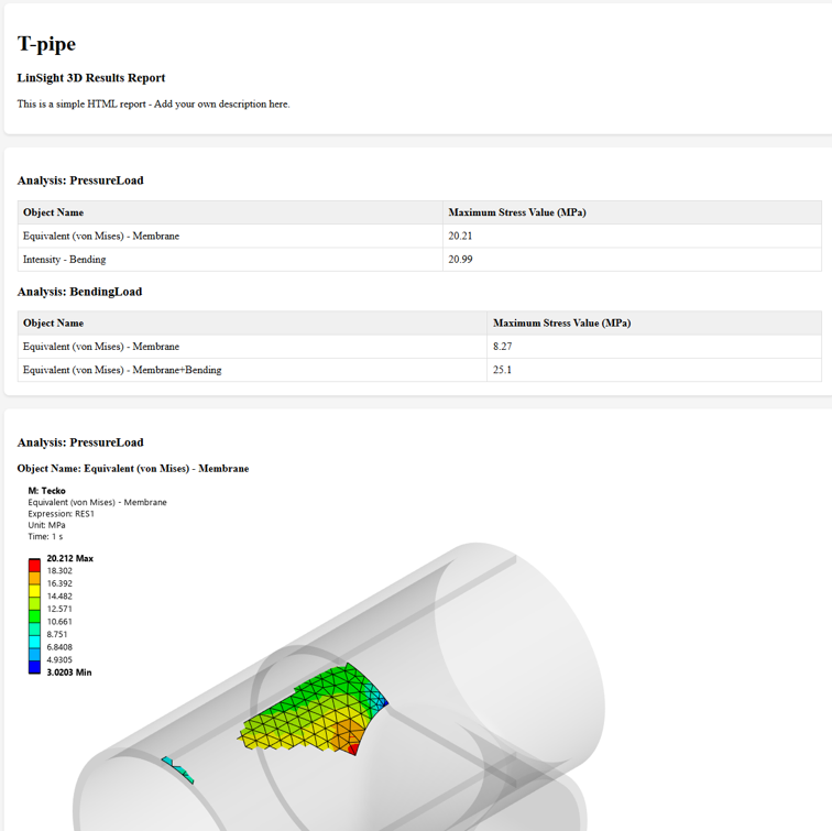 Example of a generated HTML report